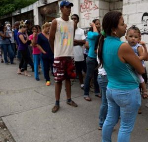 Venezuelans lined up for food